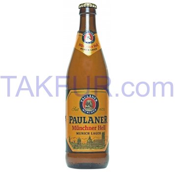 Пиво Paulaner Original Münchner Hell светлое 4,9% 0,5л - Фото
