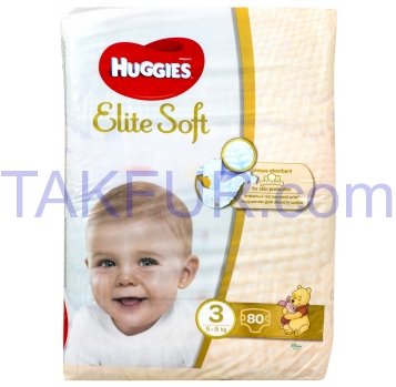 Подгузники Huggies Elite Soft 3 размер для детей 5-9кг 80шт - Фото