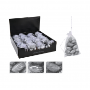 Прикраси новорічні ялинкові 12 штук срібний колір - Фото