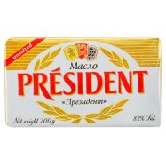 Масло President кислосливочное несоленое 82% 200г