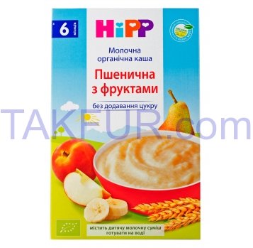 Каша молочная HiPP Organic Пшеничная с фруктами с 6 мес 250г - Фото