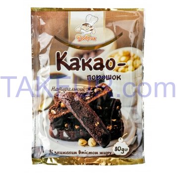 Какао-порошок Добрик натуральный 80г - Фото