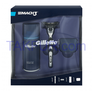 Набор Gillette бритва Mach3+гель Fusion для бритья 1шт - Фото