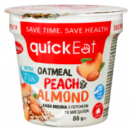 Каша Жменька Quick Eat овсяная с персиком и миндалем 55г - Фото