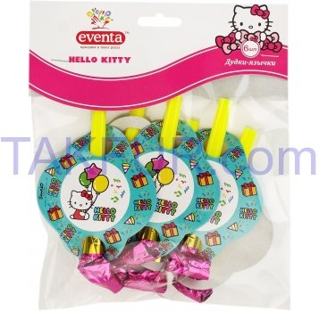 Дудки-язычки Eventa Hello Kitty пластик с картон декором 6шт - Фото