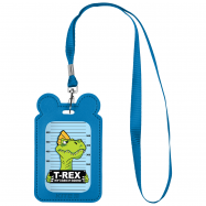 Бейдж на шнурке вертикальный, синий - Фото