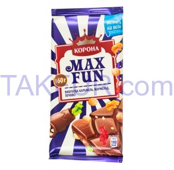 Шоколад Корона Max Fun молоч с марм/печеньем/карамелью 160г - Фото