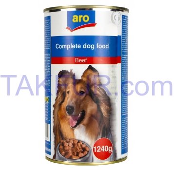 Корм Aro с говядиной консерв д/взр собак полноценный 1240г - Фото
