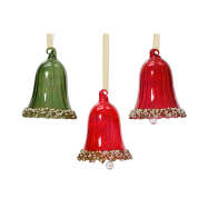 Підвіска Дзвоник скляна в асортименті 7 см - Фото