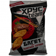Сухарики ХрусTeam Багет вкус телятины в соусе терияки 60г - Фото