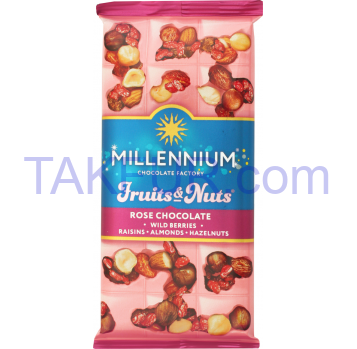 Шоколад Millennium Rose Fruits&Nuts белый с миндалем 80г - Фото