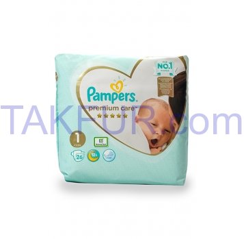 Подгузники Pampers Premium Care Newborn 1 д/детей 2-5кг 26шт - Фото