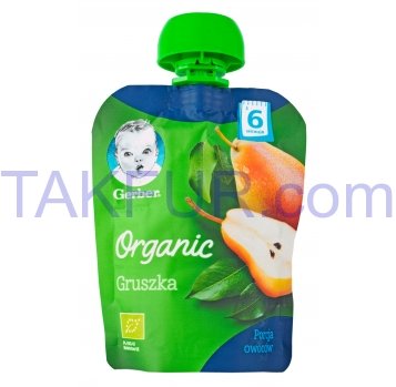 Пюре Gerber Organic Груша фруктовое для детей с 6 мес 90г - Фото