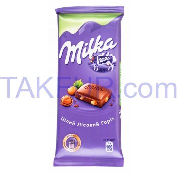 Шоколад Milka молочный с целым лесным орехом 90г - Фото