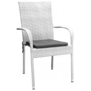 Стул Metro Professional ротанговый белый с подушкой - Фото