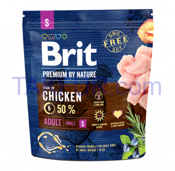 Сухой корм для собак пород Brit Premium Adult S курица 1кг - Фото