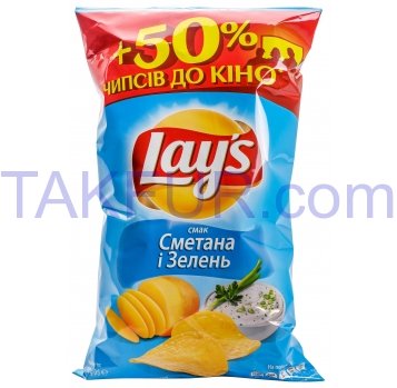 Чипсы Lay`s картофельные со вкусом сметаны и зелени 200г - Фото