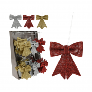 Прикраса новорічна ялинкова у формі банту 90X10X105 мм - Фото