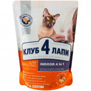 Сухой корм Клуб 4 Лапы indoor 4 в 1 для взрослых котов 900г - Фото
