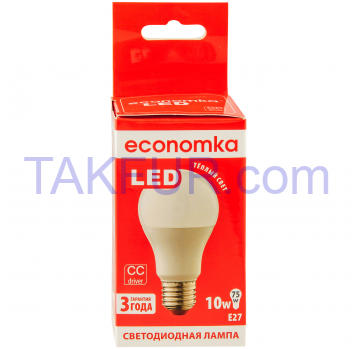Лампа светодиодная Economka LED A60 10W E27 2800K 1шт - Фото
