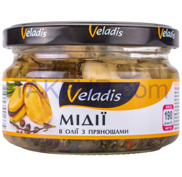 Мидии Veladis с пряностями в масле 190г - Фото