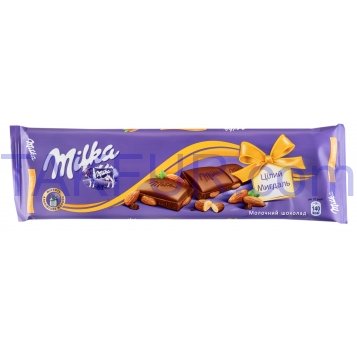 Шоколад Milka молочный с целым миндалем 185г - Фото