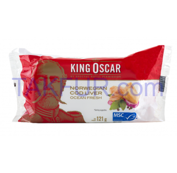 Печень трески King Oscar в собственном соку 121г - Фото