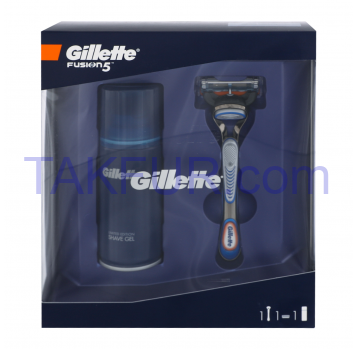Набор Gillette Fusion гель для бритья+бритва 1шт - Фото