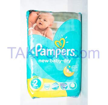 Подгузники Pampers New Baby-Dry Mini 2 для детей 3-6кг 68шт - Фото