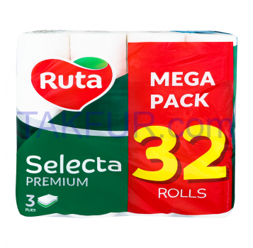 Бумага туалетная Ruta Selecta premium 3-х слойная 32шт - Фото