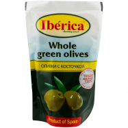Оливки Ibérica зеленые с косточкой 170г - Фото