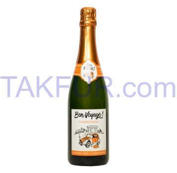 Напиток Bon Voyage Chardonnay безалк/газ на осн б/вина 750мл - Фото