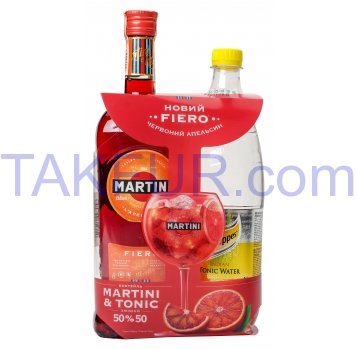 Набор Вермут Martini Fiero красный 14,9% 750мл+Schweppes 1л - Фото