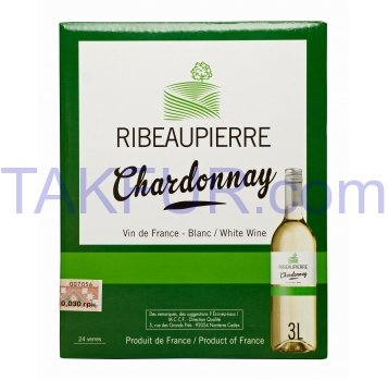 Вино Ribeaupierre Chardonnay сухое белое 12,5% 3л - Фото
