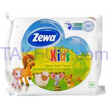 Туалетная бумага Zewa Kids влажная 42шт - Фото