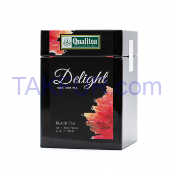 Чай  QUALITEA DELIGHT черн  с лепестк роз  и фруктами 100 г - Фото