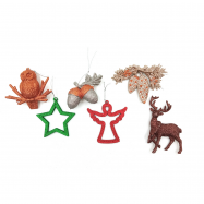 Новогоднее украшение подвес M1 глиттер пластик в ассортимент - Фото