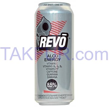 Напиток Revo сл/алк сил/газ энергетический 8-8,5% 0,5л ж/б - Фото