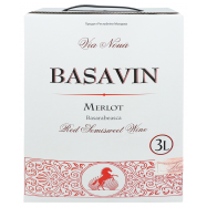 Вино Basavin Merlot красное полусладкое 12.5% 3л - Фото