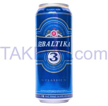 Пиво Baltika Классическое №3 светлое 4,3% 0,5л ж/б - Фото