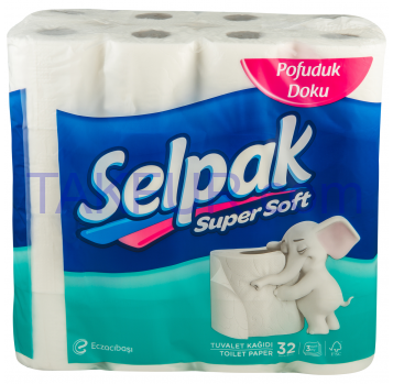 Бумага туалетная Selpak Super Soft трехслой тисн белая 32шт - Фото