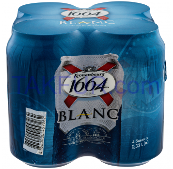 Пиво Kronenbourg 1664 Blanc пшеничное светлое 4,8% 0,33л ж/б - Фото