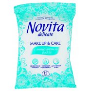 Салфетки влажные Novita Delicate Make Up&care косметич 15шт - Фото