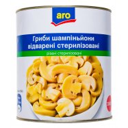 Консервы Aro Грибы шампиньоны отварные резаные 2840г - Фото