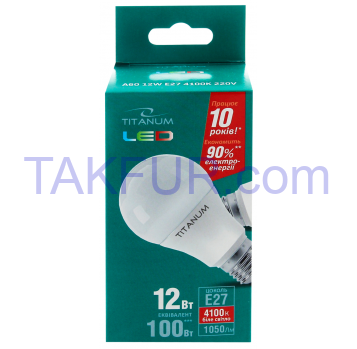 Лампа светодиодная Titanum LED A60 12W E27 4100K 1шт - Фото
