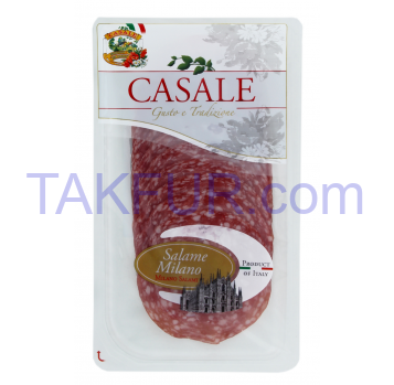 Колбаса Casale Салями Милано сыровяленая, нарезанная 80г - Фото