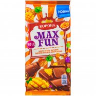 Шоколад Корона Max Fun молочный с фруктовыми кусочками 160г - Фото
