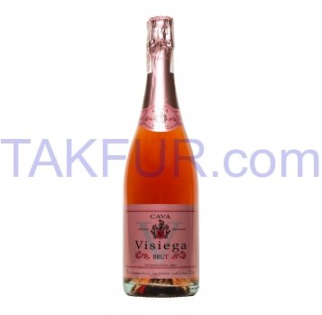 Вино игристое Cava Visiega Розаду брют розовое 12% 0,75л - Фото