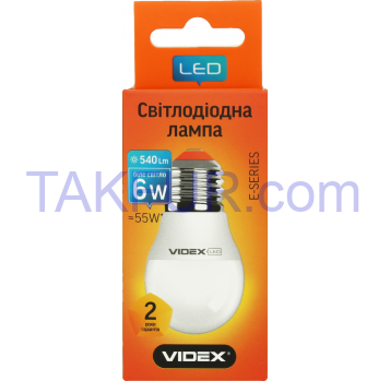 VIDEX LED ЛАМПА G45E 6W E27 : K4100 - Фото