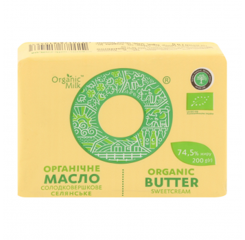 Масло Organic Milk Крестьянское сладкосливочное 74.5% 200г - Фото